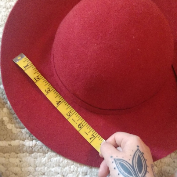 👒 Red Wide Brim Floppy Felt Sunday Sun Hat Summer - Picture 7 of 8